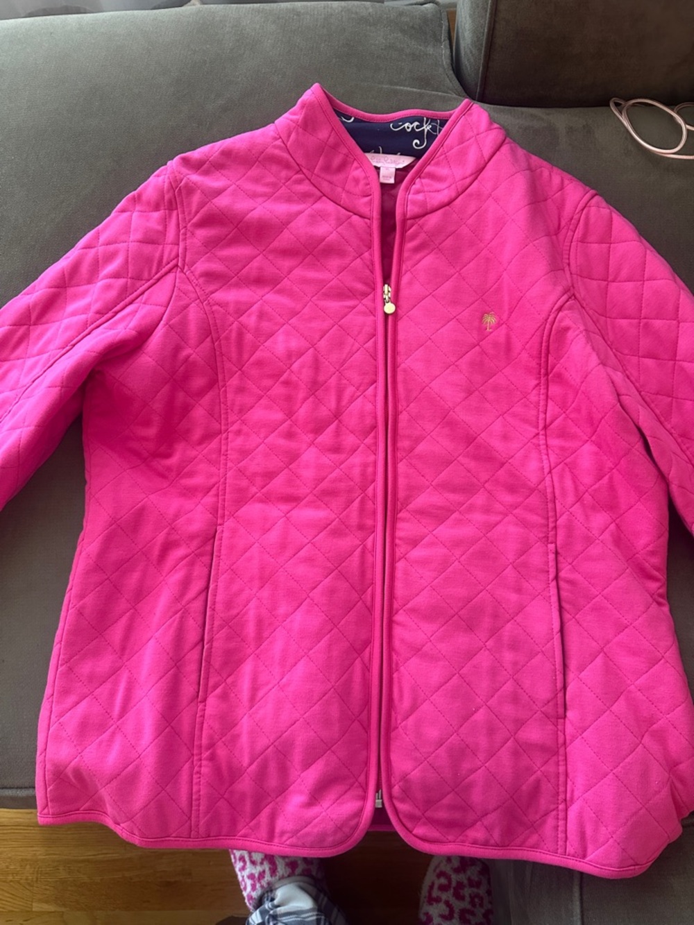 Lilly Pulitzer Fuchsia Quilted Zip Jacket